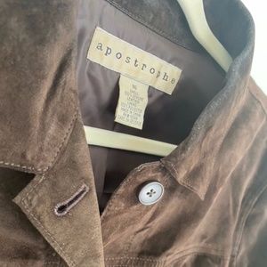 Apostrophe Brown Leather Jacket, Sz 16
